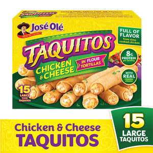 José Olé Frozen Chicken & Cheese Taquitos in Flour Tortillas, 22.5 oz, 15 ct