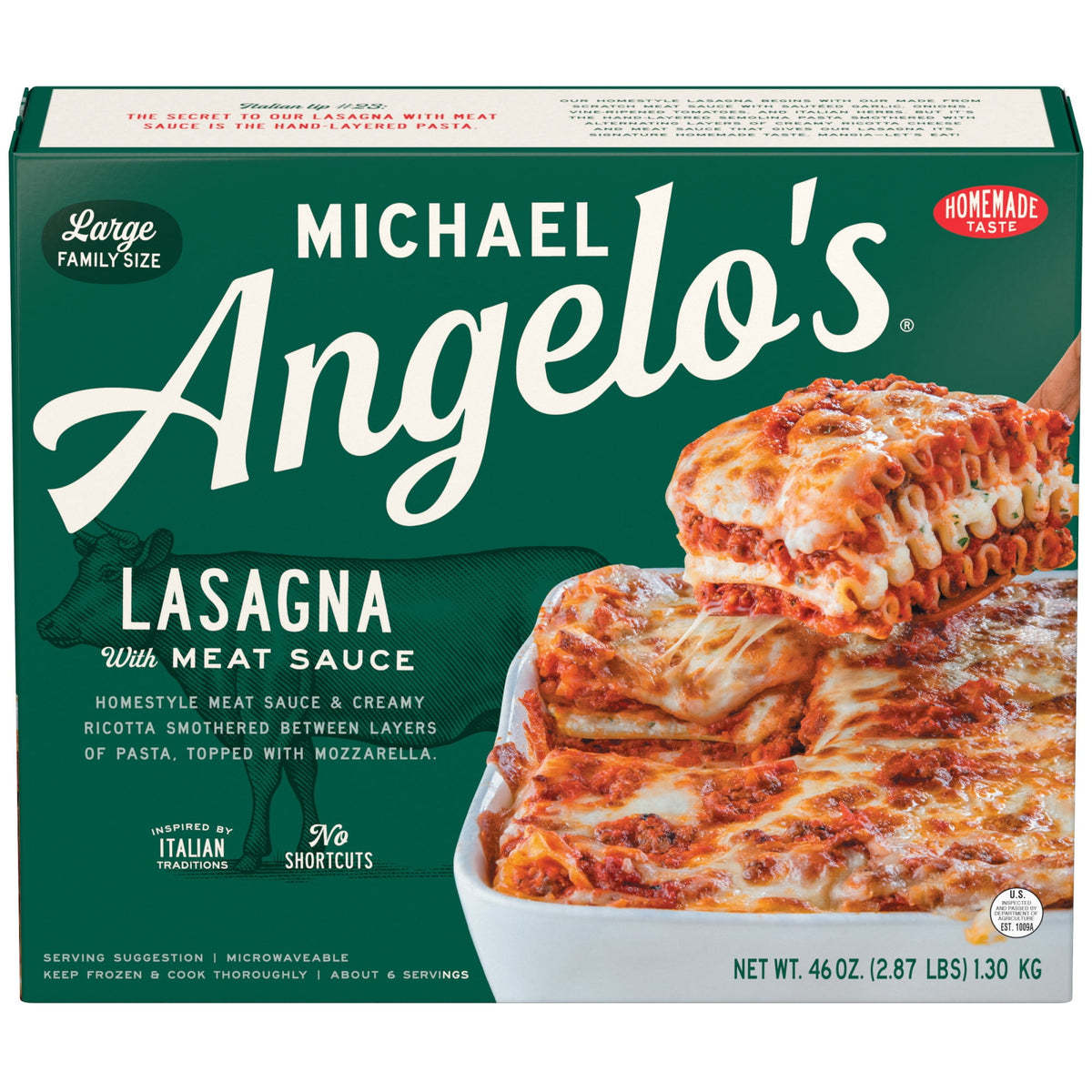 Michael Angelo's Frozen Lasagna with Meat Sauce, 46 oz