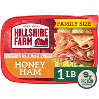 Hillshire Farm Ultra Thin Honey Ham Lunchmeat, 16 oz Plastic Tub, Refrigerated — package