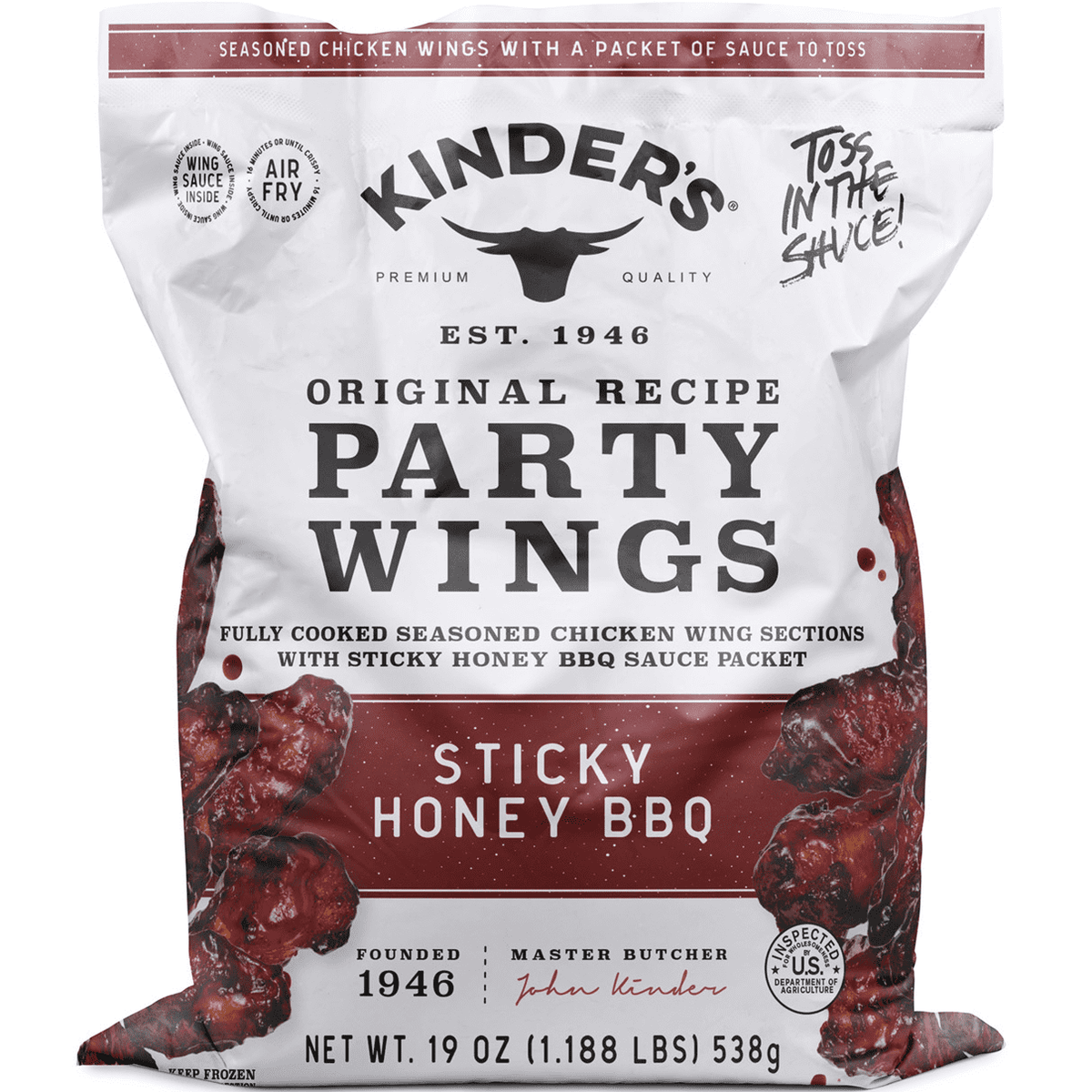 Kinder's Frozen Chicken Wings Sticky Honey BBQ, 19 oz