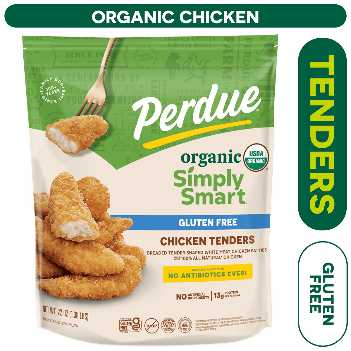 Perdue Frozen Breaded Chicken Breast Tenders Simply Smart Organics Gluten Free, 22 oz