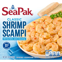 SeaPak Shrimp Scampi in Real Butter, Garlic and Seasonings, 10 oz (Frozen Seafood) — package