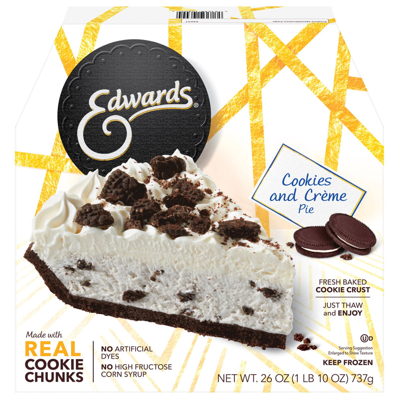 Edwards Frozen Cookies & Crème Dessert Pie, 26.0 oz — package