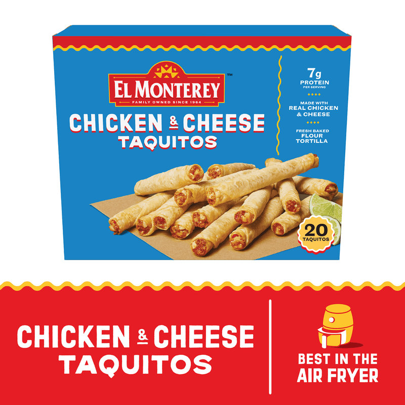 El Monterey Chicken & Cheese Flour Taquitos 20 oz, 20 Count (Frozen) — package