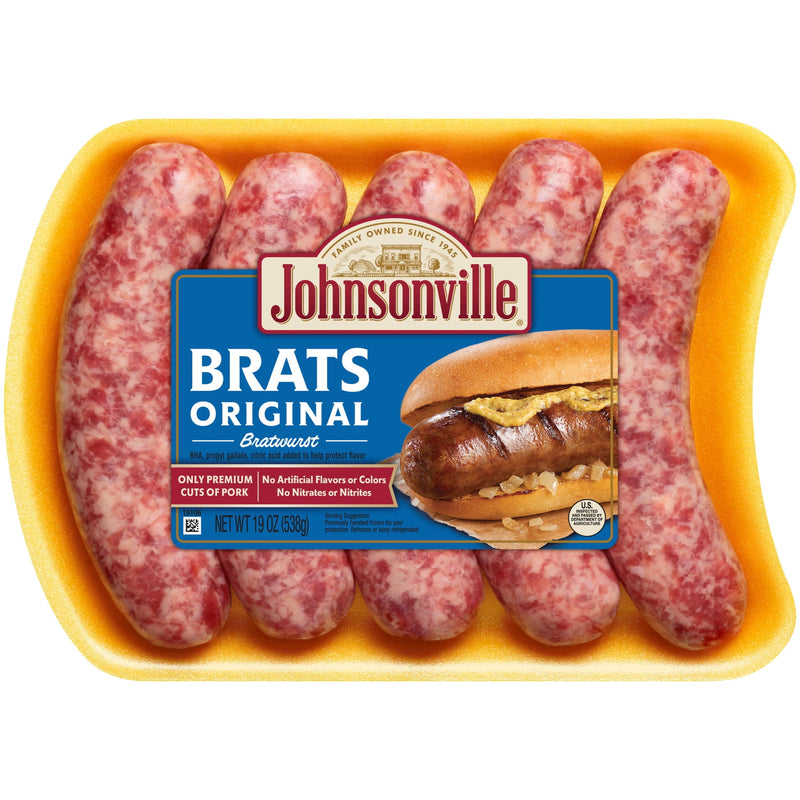 Johnsonville Brats Original Pork Bratwurst Links, 19 oz (5 Count) Refrigerated — package