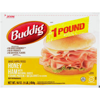 Buddig Original Honey Ham Lunchmeat, Resealable Plastic Pouch 16 oz, 9G of Protein per Serving, Refrigerated — package
