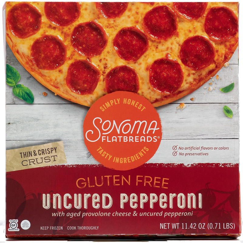 Sonoma Flatbreads Gluten Free Pepperoni, Marinara Sauce, 11.42 oz. (Frozen - Contains: Milk, Soy) — package