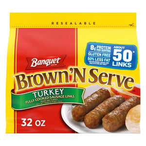 Banquet Frozen Brown 'N Serve Turkey Sausage Links, 32 oz