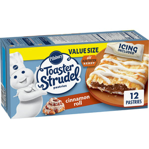 Pillsbury Frozen Toaster Strudel Pastries Cinnamon Roll Flavored, 23.400 oz, 12 ct