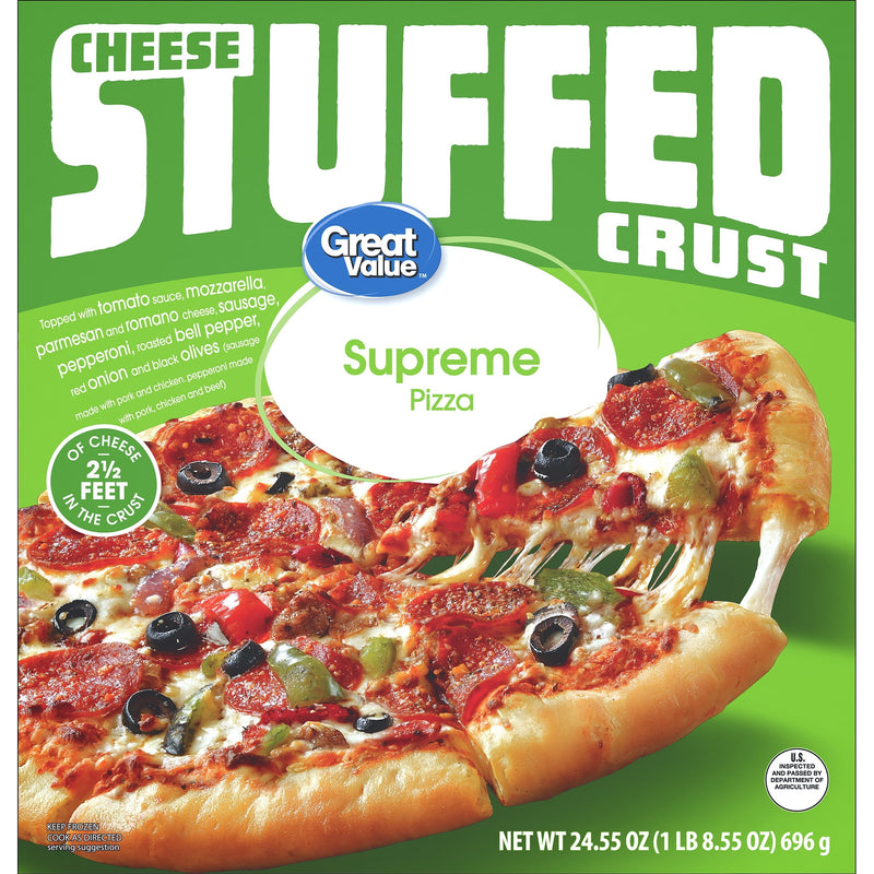 Great Value Stuffed Crust Supreme Pizza, 24.55 oz (Frozen) — package