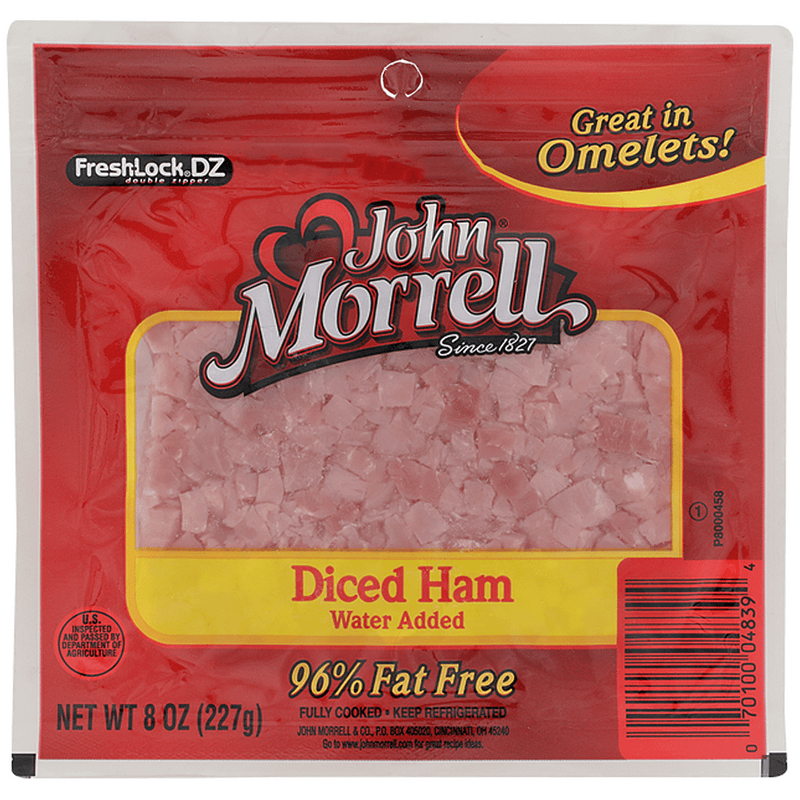 John Morrell Diced Ham 8 oz Resealable Package — package