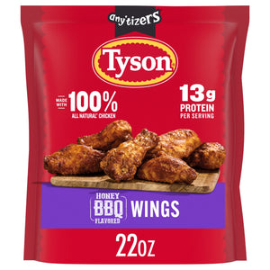 Tyson Foods Frozen Any'tizers Bone In Chicken Wings Honey BBQ Flavored, 22 oz