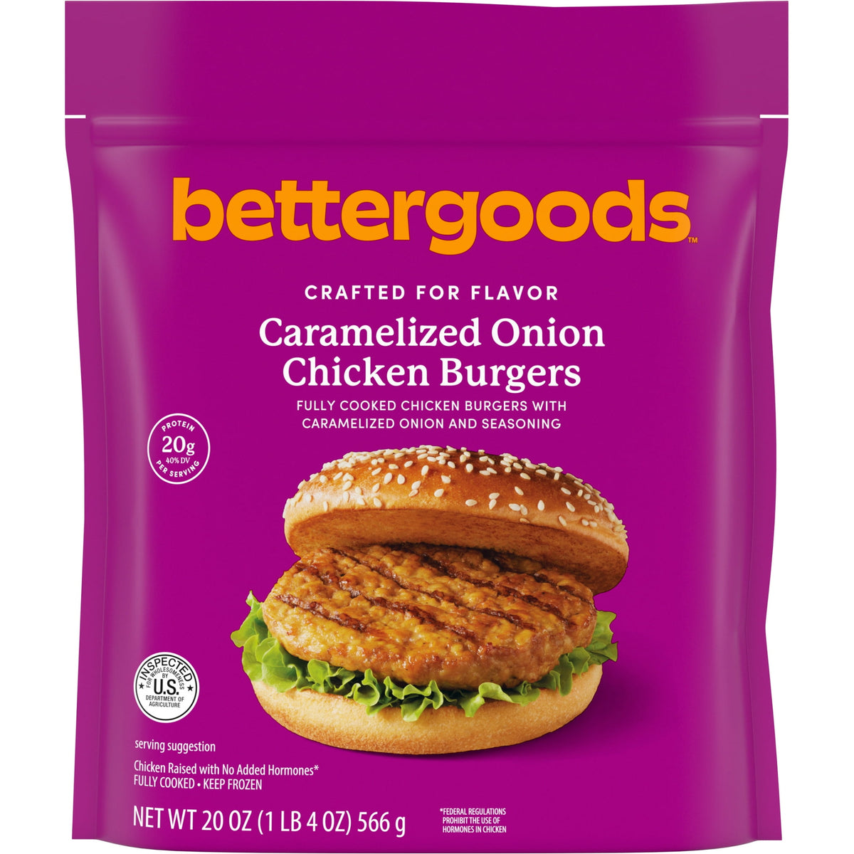 bettergoods Frozen Chicken Burger Caramelized Onion, 20 oz