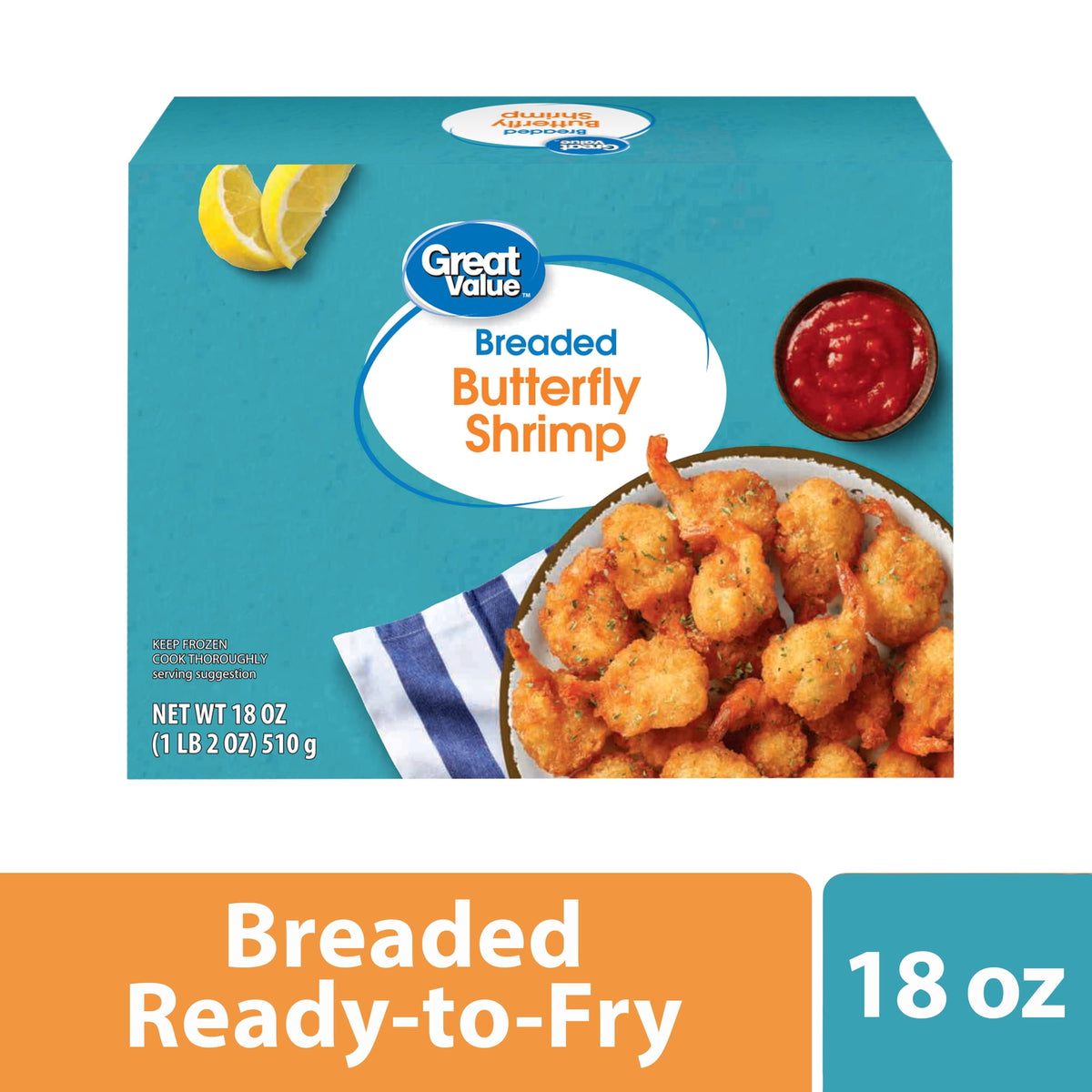 Great Value Frozen Breaded Butterfly Shrimp, 18 oz