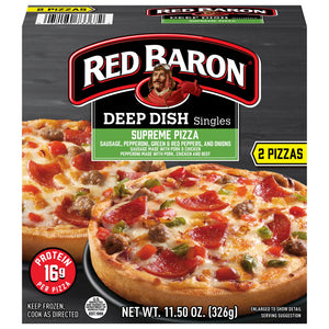 Red Baron Frozen Deep Dish Singles Personal Pizza Supreme, 11.5 oz, 2 ct