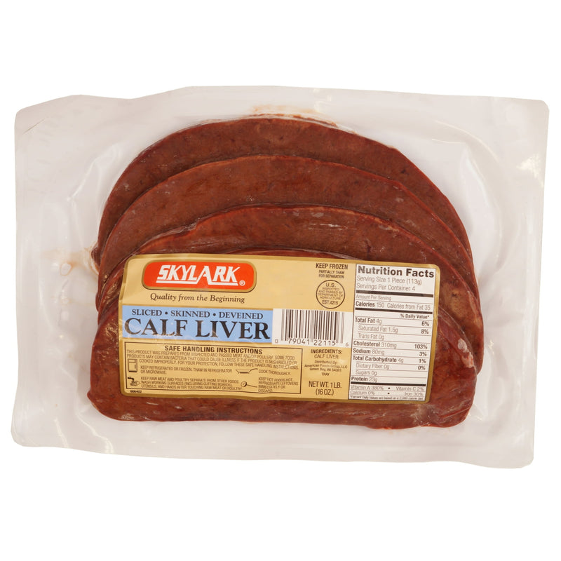 Skylark Sliced Calf Liver 4 Pieces, 16 oz — package