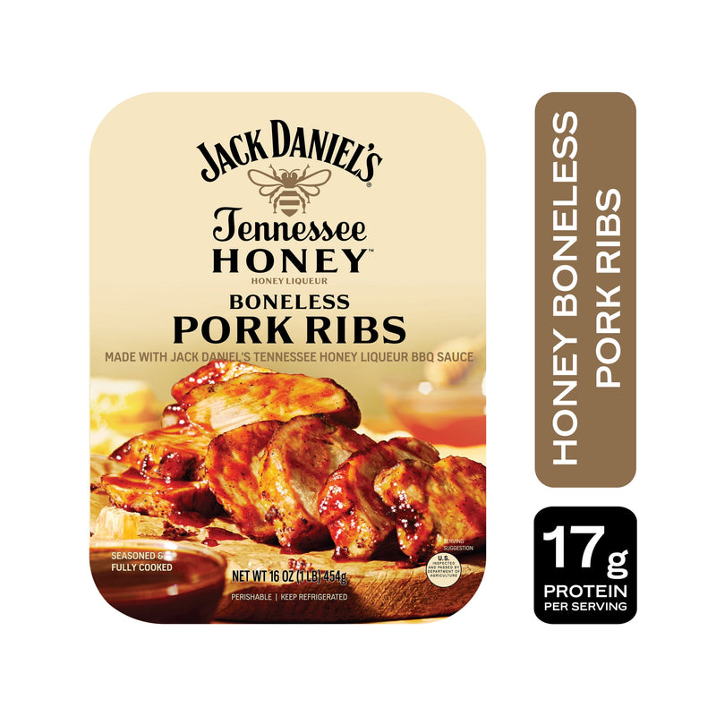 Jack Daniel’s Tennessee Honey Boneless Pork Ribs, Refrigerated Entree, 16 oz — package