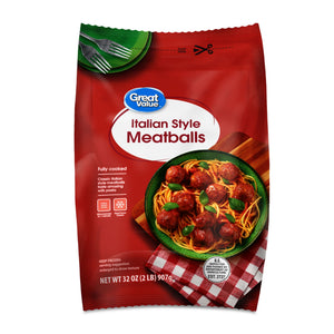 Great Value Frozen Fully Cooked Italian Style Meatballs, 32 oz