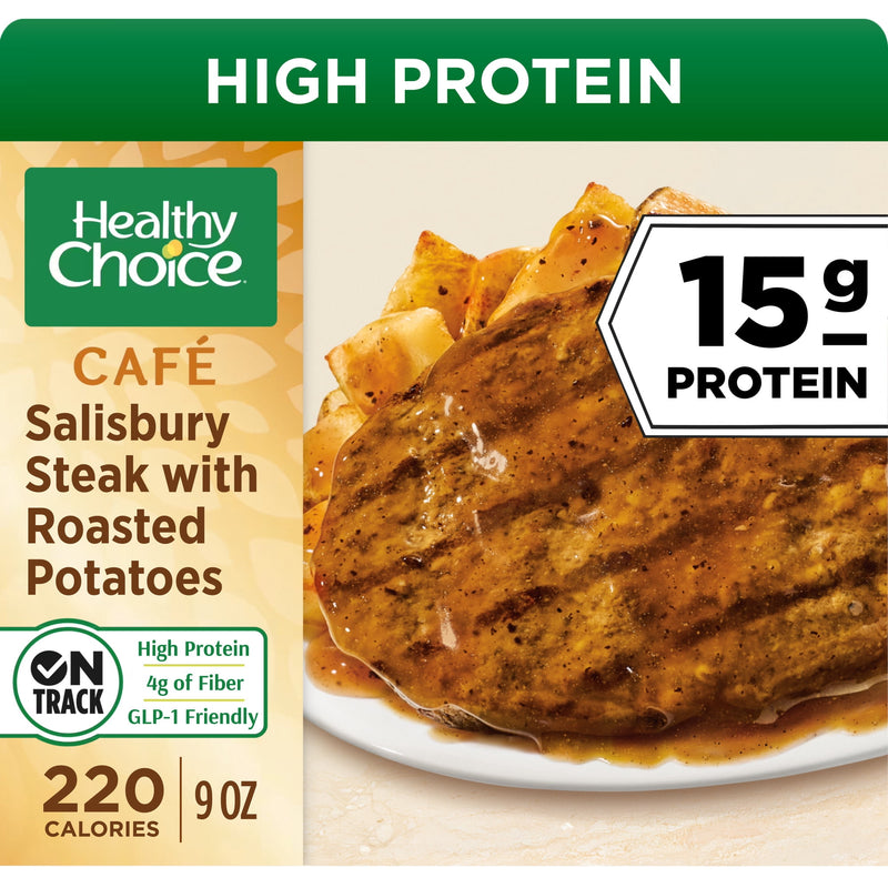 Healthy Choice Salisbury Steak with Roasted Potatoes, High Protein Frozen Meal, 9 oz. — package