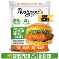 Realgood Foods Co. Lightly Breaded Chicken Breast Fillets, 20 oz Bag (Frozen) — package