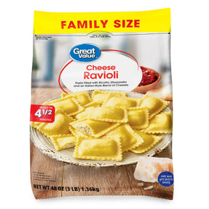 Great Value Frozen Family Size Cheese Ravioli Pasta, 48 oz, 1 ct