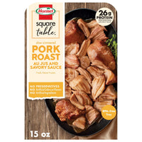 HORMEL SQUARE TABLE Slow Simmered Pork Roast Au Jus and Savory Sauce, Refrigerated, 15 oz Plastic Microwaveable Tray — package