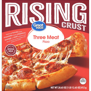 Great Value Frozen Rising Crust Pizza Three Meat, 28.65 oz