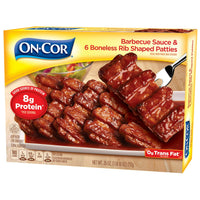On-Cor BBQ Sauce & Boneless Rib Shaped Patties , Regular 26 Ounce Package Meal, (Frozen) — package