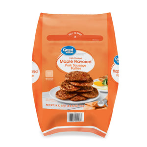 Great Value Frozen Pork Sausage Patties Maple Flavored, 24.92 oz
