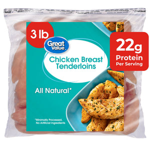 Great Value Frozen All Natural Chicken Breast Tenderloins, 3 lb