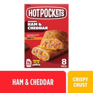 Hot Pockets Frozen Sandwich Snacks Hickory Ham and Cheddar, 36 oz, 8 ct