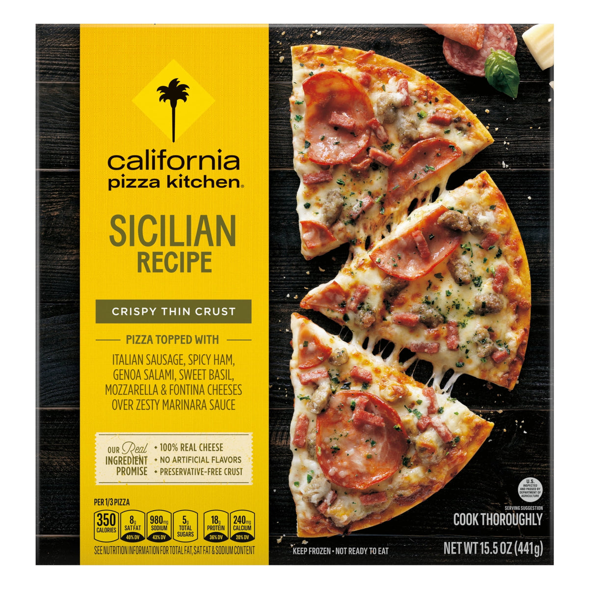 California Pizza Kitchen Frozen Thin Crust Pizza Sicilian, 15.5 oz