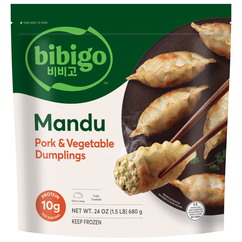 Bibigo Frozen Mandu Pork & Vegetable Dumplings, 24.0 oz — package