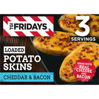 TGI Fridays Loaded Cheddar & Bacon Potato Skins Frozen Snacks, for Restaurant-Style Snacking and Hosting, 8.5 oz — package