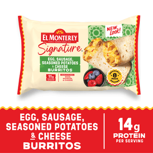 El Monterey Frozen Signature Egg, Sausage, Cheese & Potato Burritos, 36 oz, 8 ct