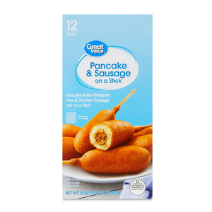 Great Value Frozen Pancake & Sausage on a Stick, 30 oz, 12 ct