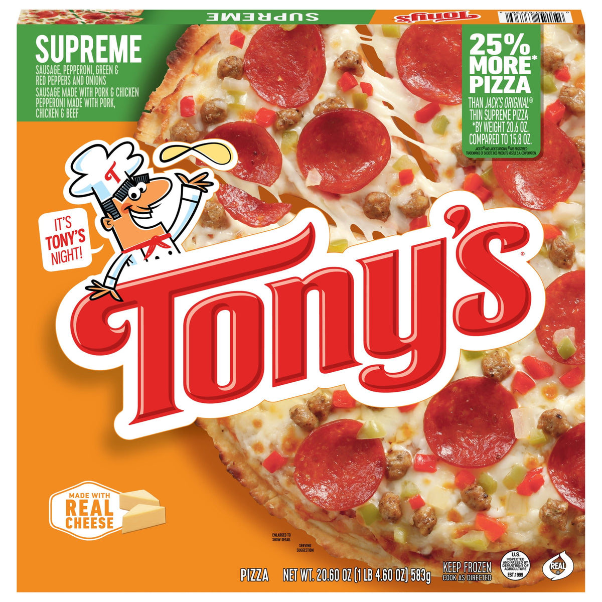 Tony's Frozen Pizzeria Style Crust Pizza Supreme, 20.61 oz