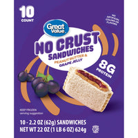 Great Value Peanut Butter & Grape Jelly Sandwiches, 10 Count, 2.2 oz — package