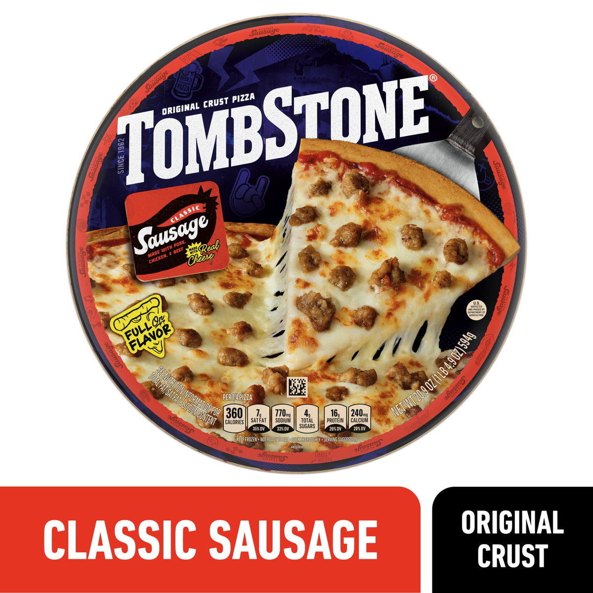 Tombstone Frozen Pizza Original Thin Crust Sausage Pizza, 20.9 oz