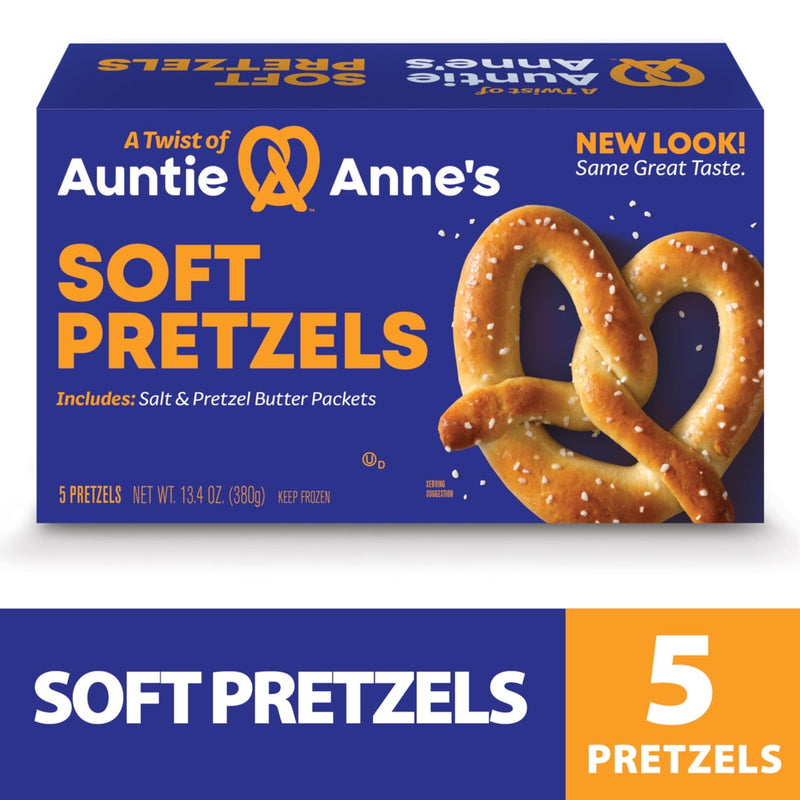 Auntie Anne's Classic Soft Pretzels, 13 oz, 5 Count (Frozen) — package
