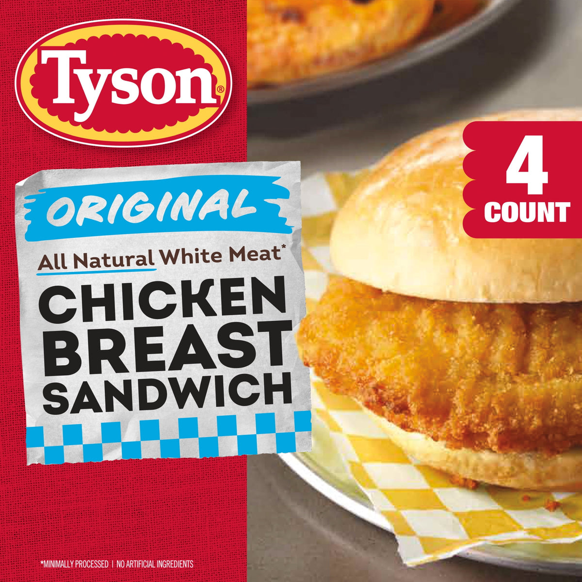 Tyson Foods Frozen Chicken Breast Sandwich Original, 24 oz, 4 ct