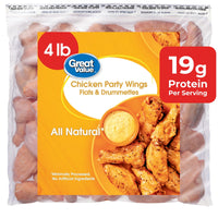 Great Value All Natural Chicken Wing Sections, 4 lb (Frozen) — package