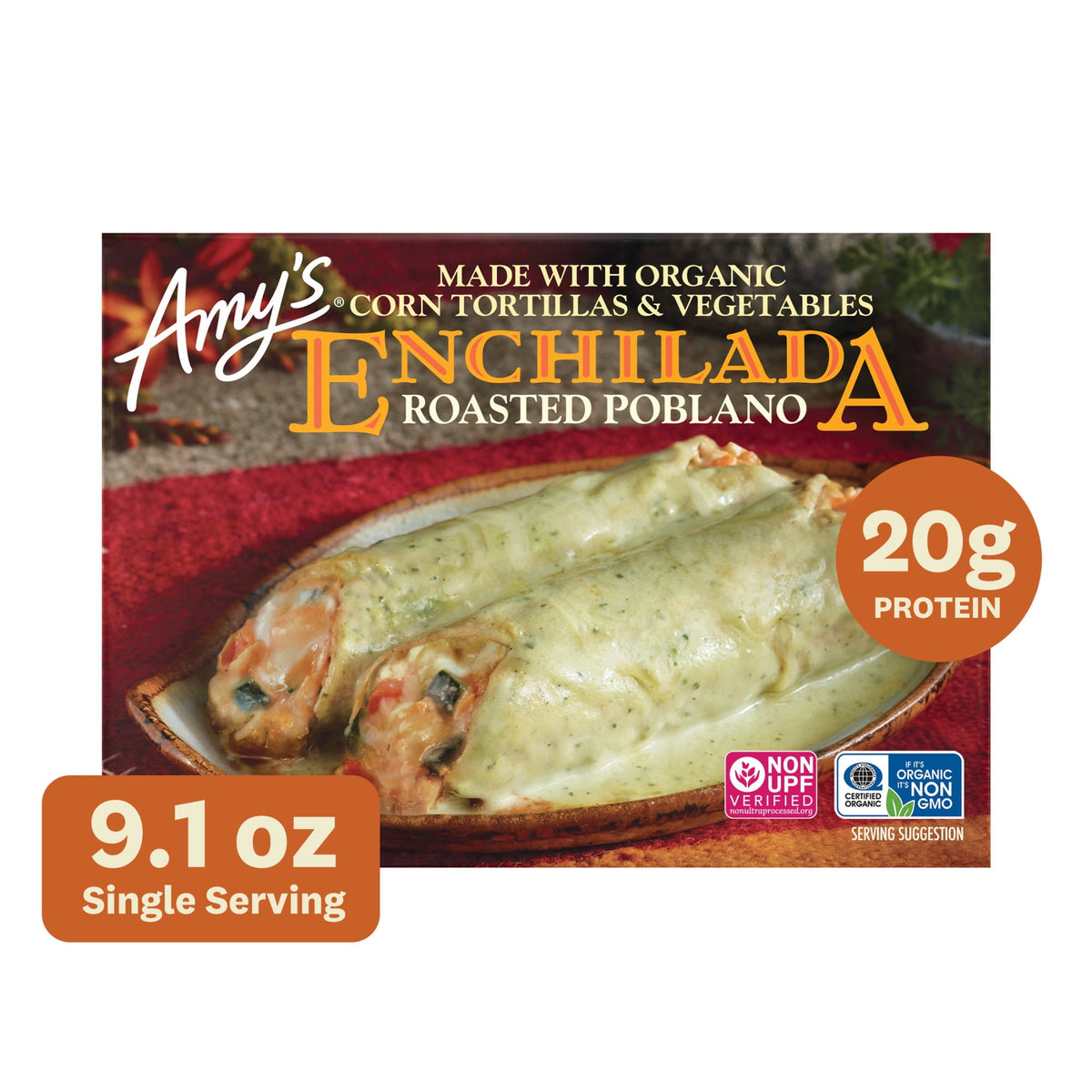 Amy's Kitchen Frozen Roasted Poblano Enchilada, 9.15 oz
