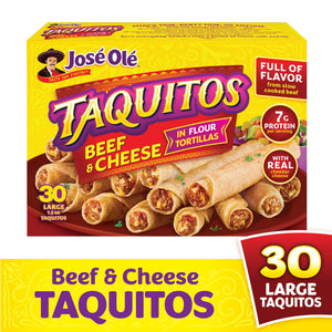 José Olé Frozen Beef & Cheese Flour Taquitos, 45 oz