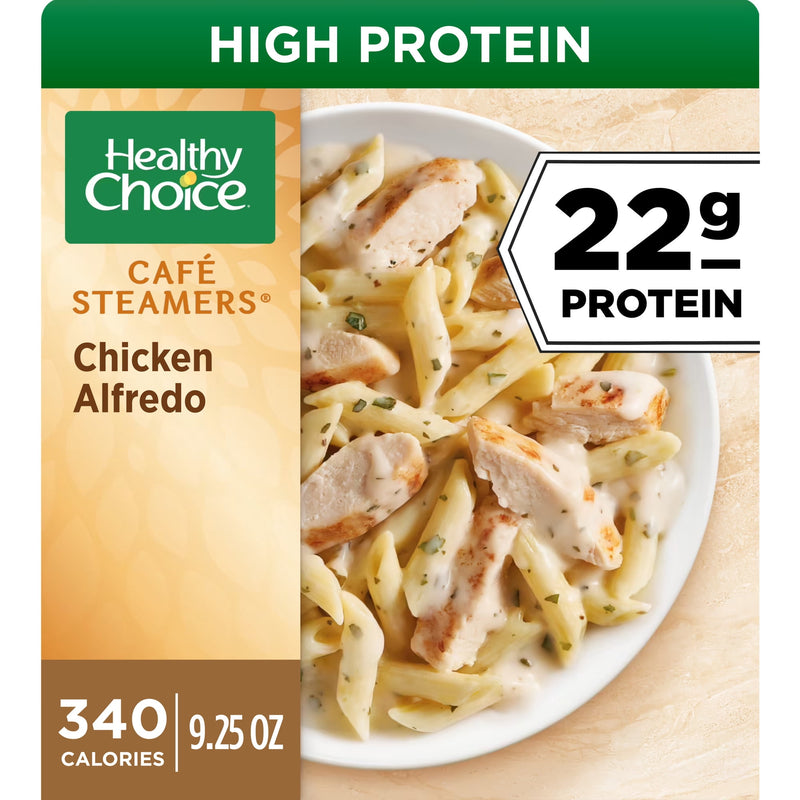 Healthy Choice Cafe Steamers Chicken Alfredo, High Protein Frozen Meal, 9.25 oz. Bowl — package