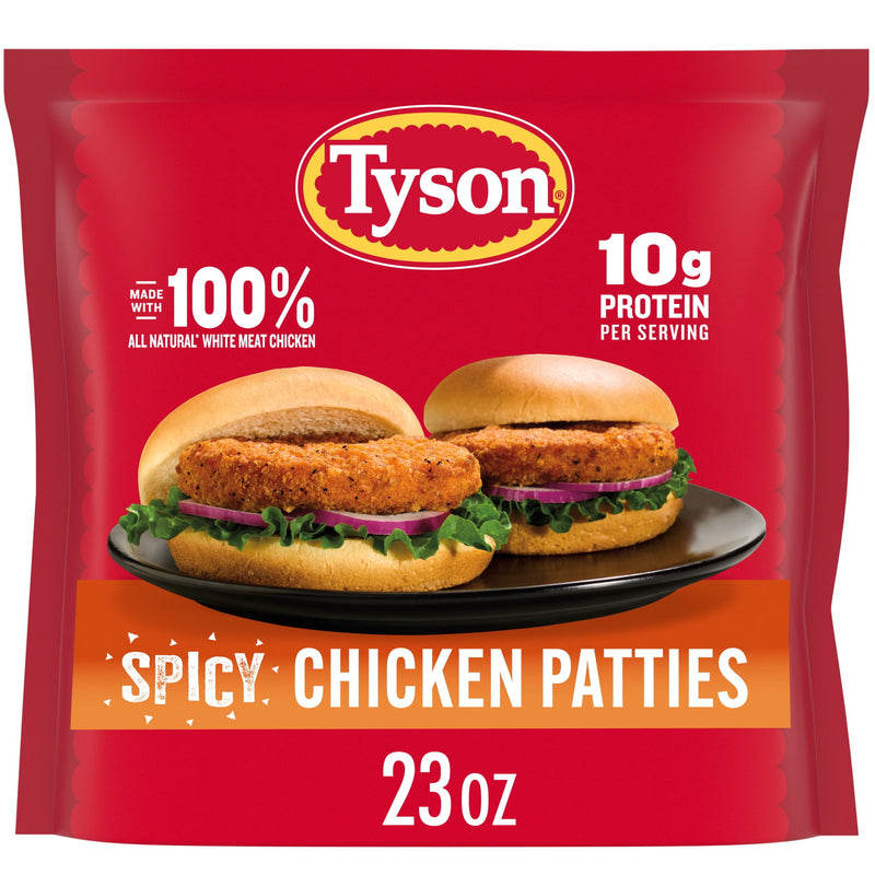 Tyson White Meat Spicy Breaded Chicken Patties, 23 oz (Frozen, Fully Cooked) — package