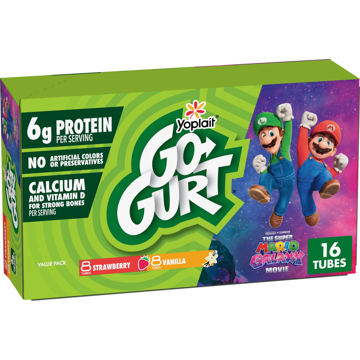 GO-GURT Refrigerated Yogurt Tubes Strawberry and Vanilla, 32.000 oz, 16 ct