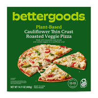 bettergoods Plant-Based Cauliflower Thin Crust Roasted Veggie Pizza, 14.11 oz (Frozen) — package