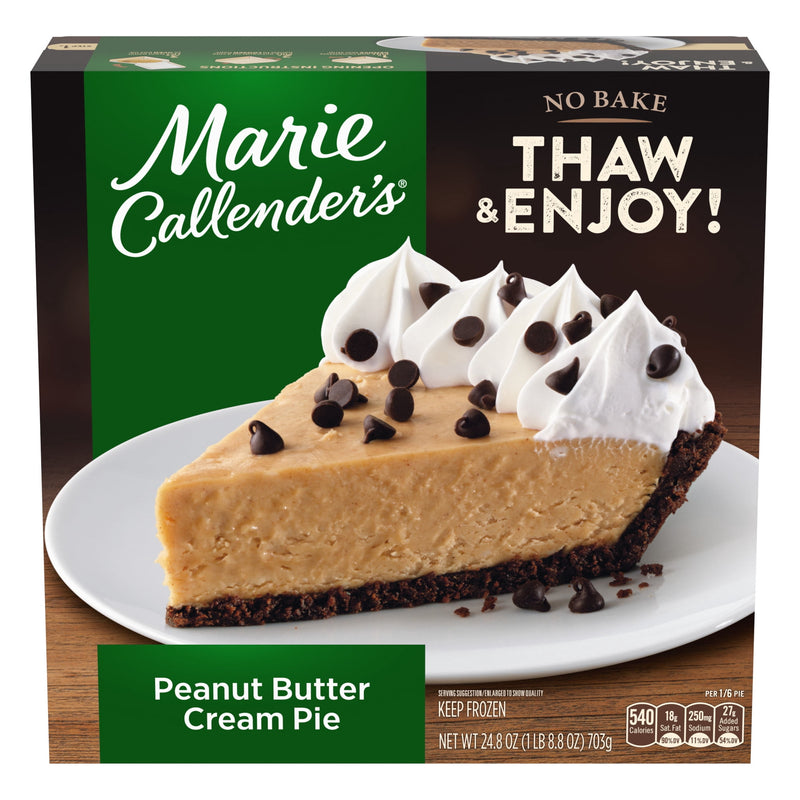 Marie Callender's Peanut Butter Cream Pie, Thaw & Enjoy Frozen Dessert, 24.8 oz. — package