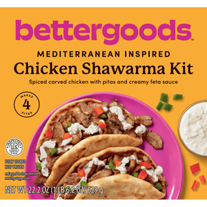 bettergoods Frozen Chicken Shawarma Kit with Creamy Feta and Pita Bread, 22.2 oz